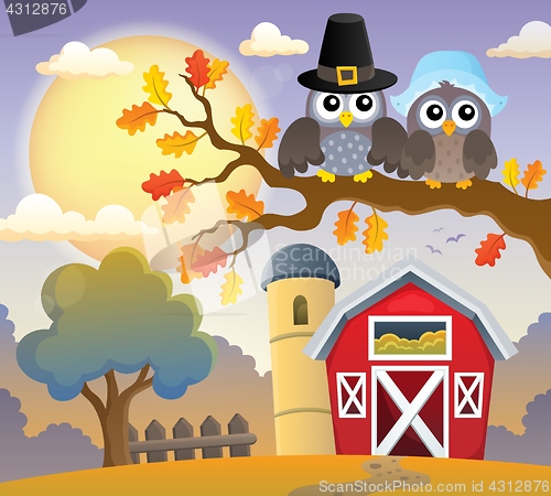 Image of Thanksgiving owls thematic image 3