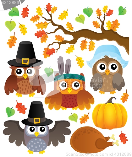 Image of Thanksgiving owls thematic set 1