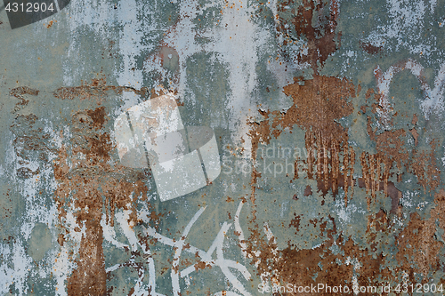 Image of Rusty metal surface with blue paint
