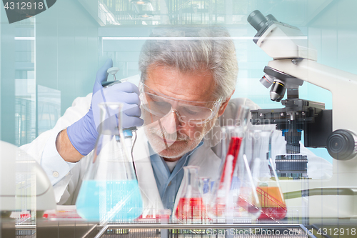 Image of Senior life science research researching in modern scientific laboratory.