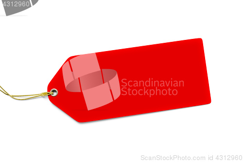 Image of a typical red price tag isolated on white background