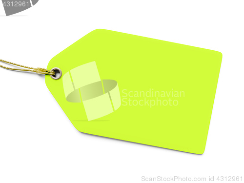 Image of a typical green price tag isolated on white background