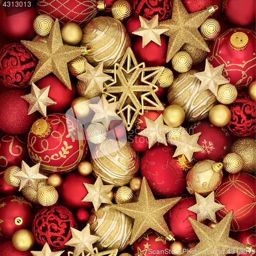 Image of Christmas Gold and Red Bauble Decorations