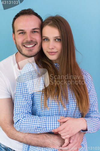 Image of couple isolated on blue Background