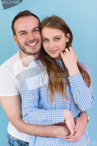 Image of couple isolated on blue Background