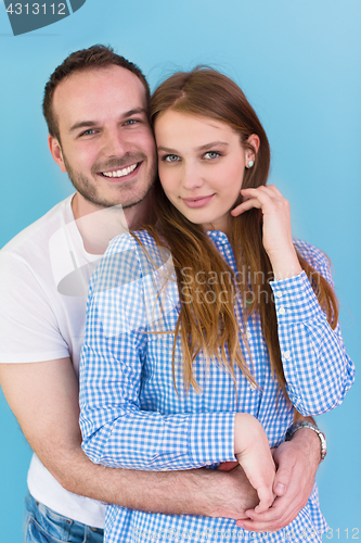 Image of couple isolated on blue Background