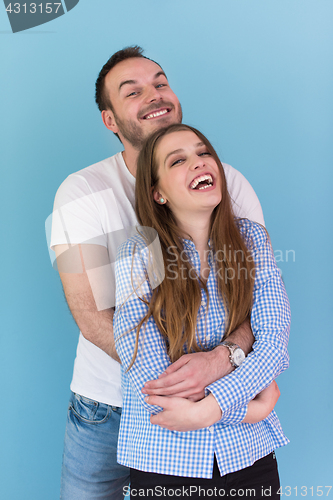 Image of couple isolated on blue Background