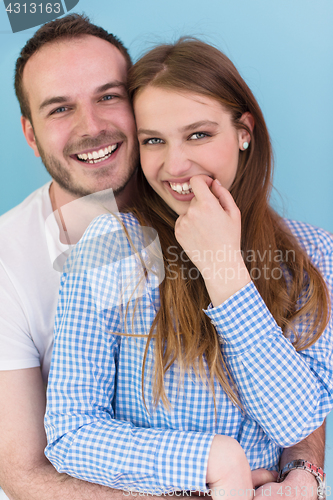 Image of couple isolated on blue Background