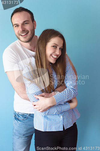 Image of couple isolated on blue Background