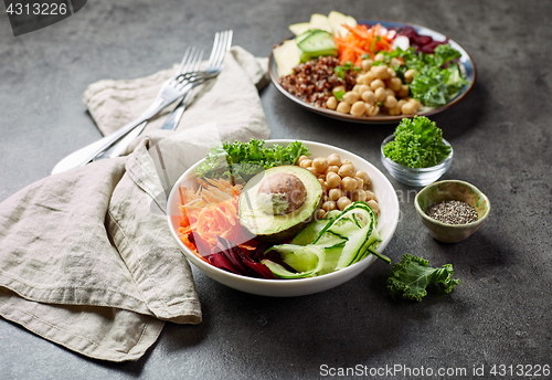 Image of Breakfast vegan bowl and plate