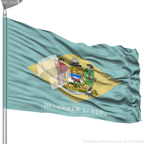 Image of Isolated Delaware Flag on Flagpole, USA state