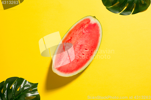 Image of Watermelon on yellow background