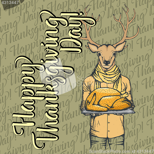 Image of Vector illustration of Thanksgiving deer concept