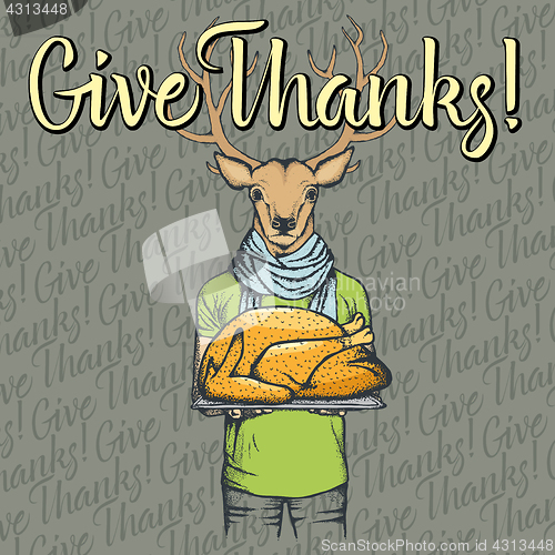 Image of Vector illustration of Thanksgiving deer concept