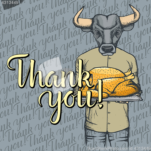 Image of Vector illustration of Thanksgiving bull concept