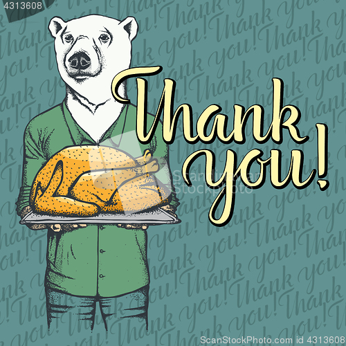 Image of Vector illustration of Thanksgiving bear concept