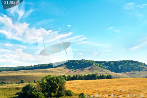 Image of Landscape with hills and bread field