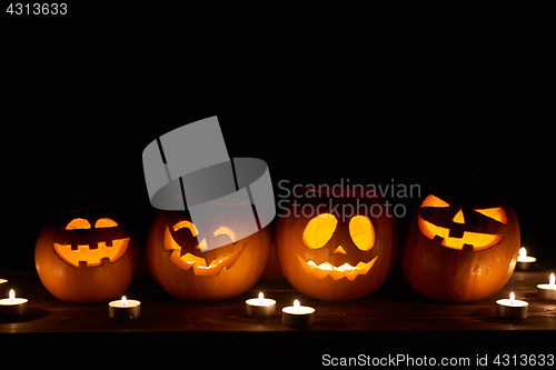 Image of Halloween pumpkins on black