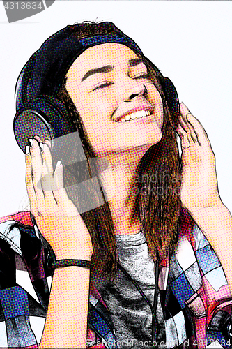 Image of Teen girl listening enjoying music