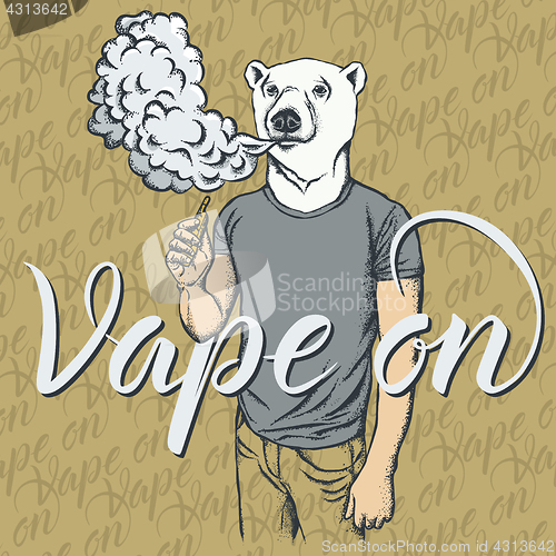 Image of White bear vaping an electronic cigarette