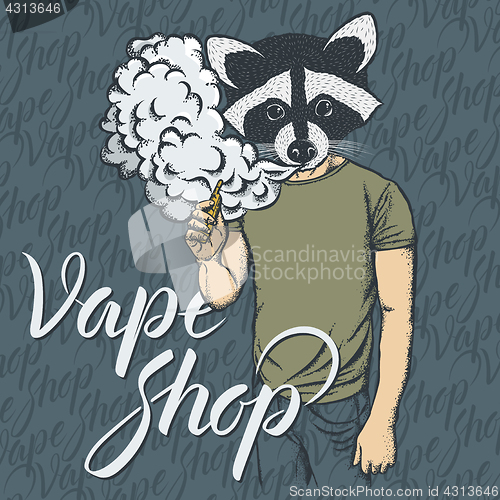 Image of Raccoon vaping an electronic cigarette