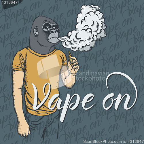 Image of Gorilla vaping an electronic cigarette