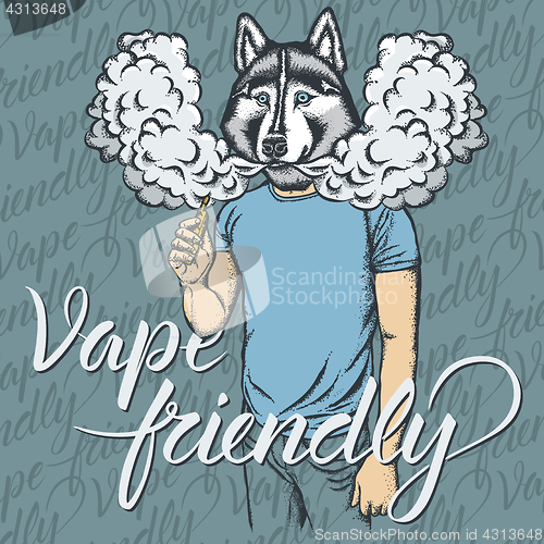 Image of Dog vaping an electronic cigarette