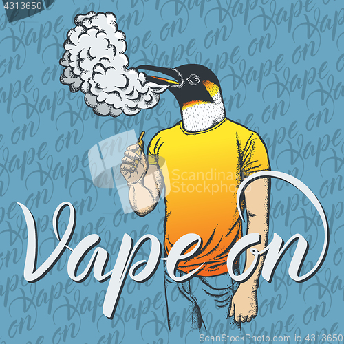 Image of Penguin vaping an electronic cigarette