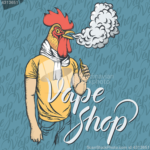 Image of Rooster vaping an electronic cigarette