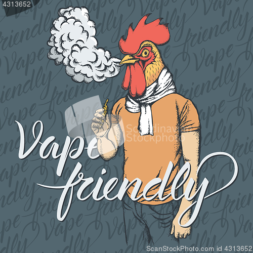 Image of Rooster vaping an electronic cigarette