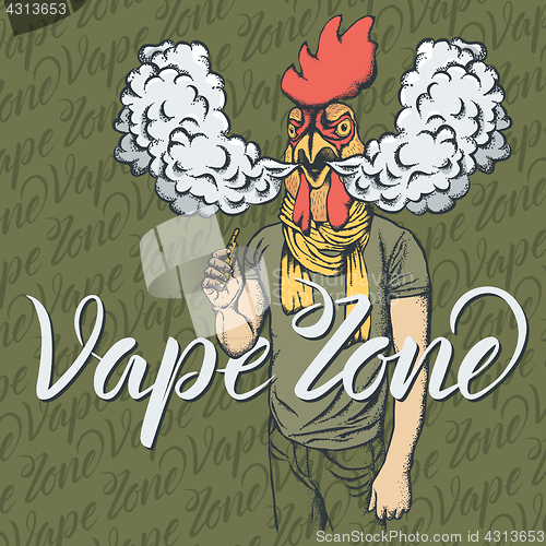 Image of Rooster vaping an electronic cigarette