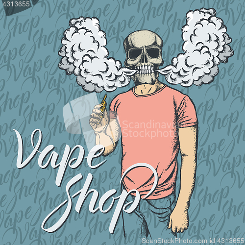 Image of Skull vaping an electronic cigarette