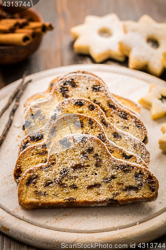 Image of Christmas stollen with cookies