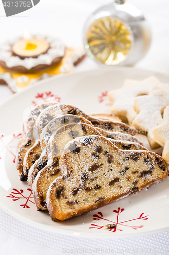 Image of Christmas stollen with cookies