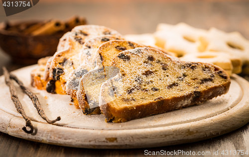 Image of Christmas stollen with cookies