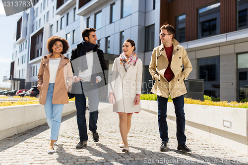 Image of international group of people on city street