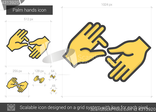 Image of Palm hands line icon.