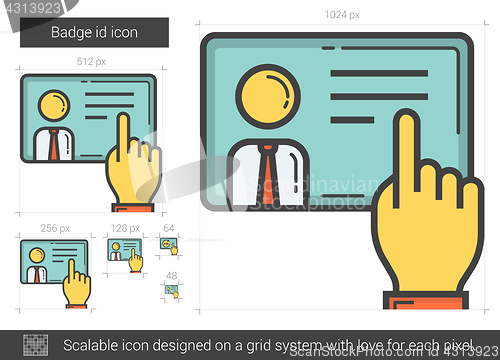 Image of Badge id line icon.