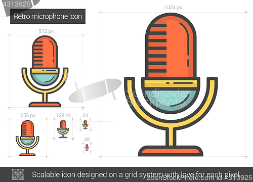 Image of Retro microphone line icon.