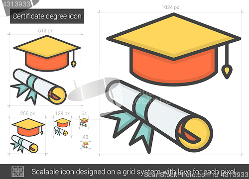 Image of Certificate degree line icon.