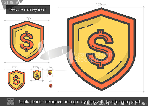 Image of Secure money line icon.