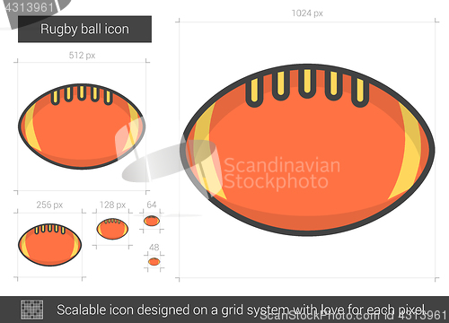 Image of Rugby ball line icon.