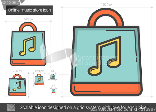Image of Online music store line icon.