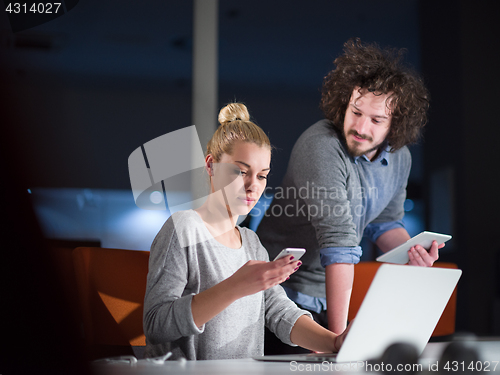 Image of designers in the night startup office