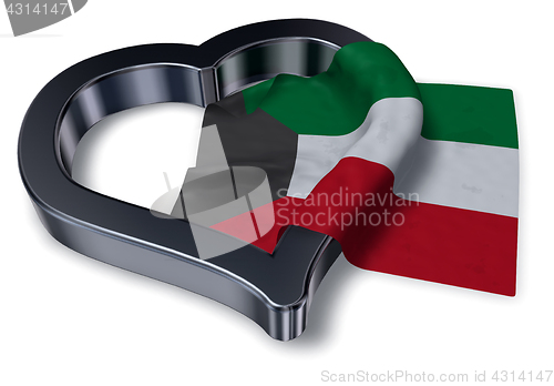 Image of flag of kuwait and heart symbol - 3d rendering