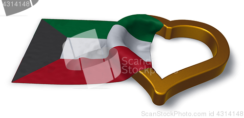 Image of flag of kuwait and heart symbol - 3d rendering