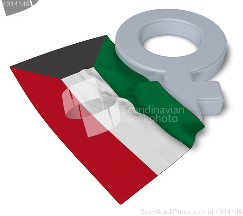 Image of female symbol and flag of kuwait - 3d rendering