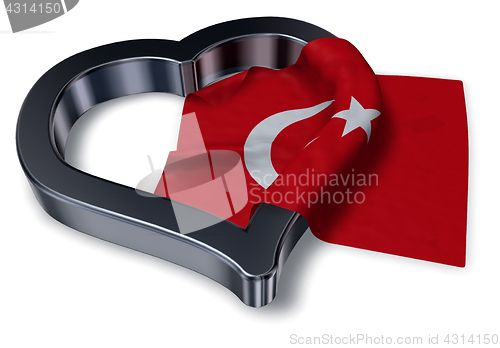 Image of flag of turkey and heart symbol - 3d rendering