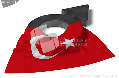 Image of mars symbol and flag of turkey - 3d rendering