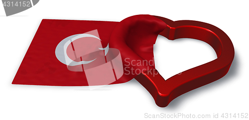 Image of flag of turkey and heart symbol - 3d rendering